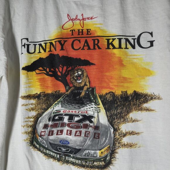 Vtg 2003 John Force Welcome To The Jungle T-shirt Sz M Lion King Parody Aop - Picture 2 of 7